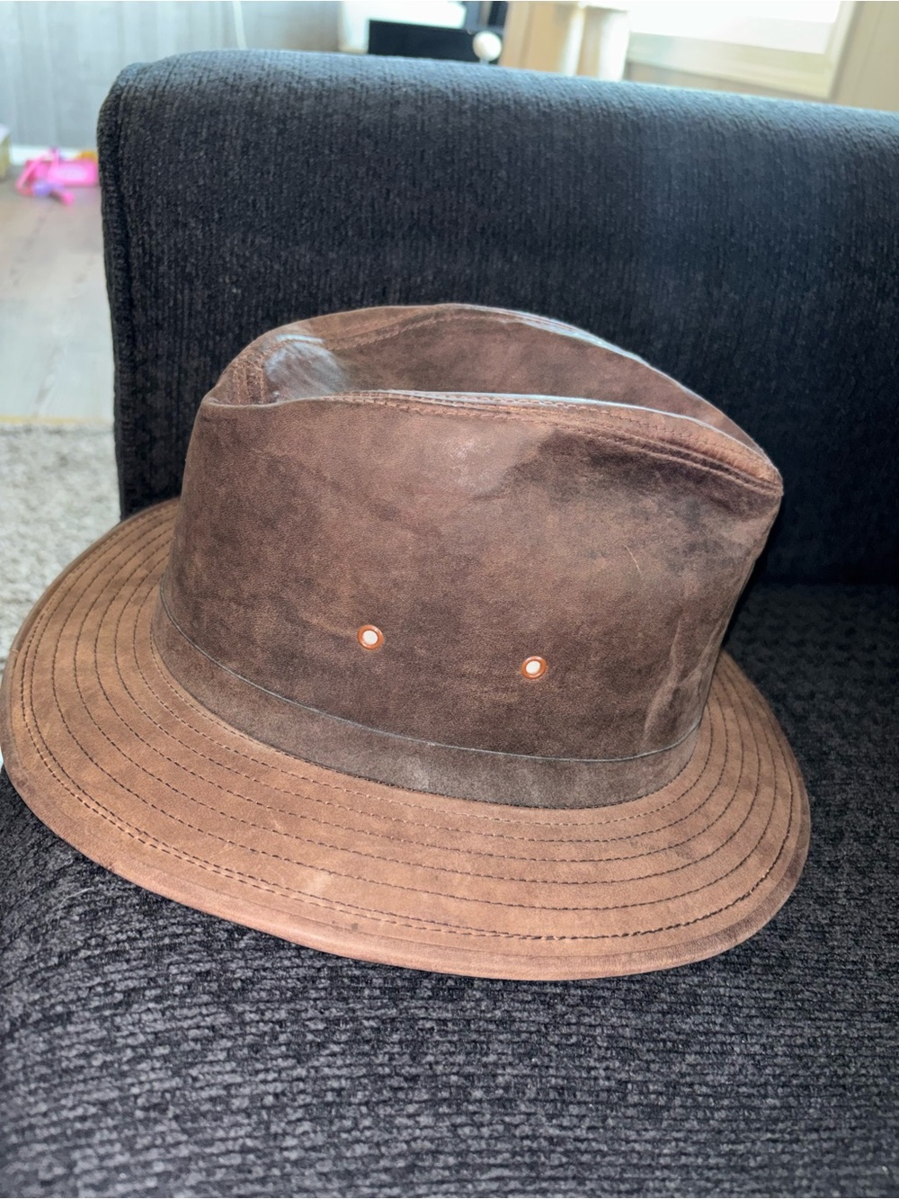 Henschels Hat Quarters Brown Canvas Safari Aussie Hat Size L made in USA